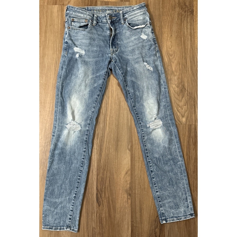 American Eagle Outfitters Next Level Flex Distressed Lght Denim 29x32 Jeans VGUC
